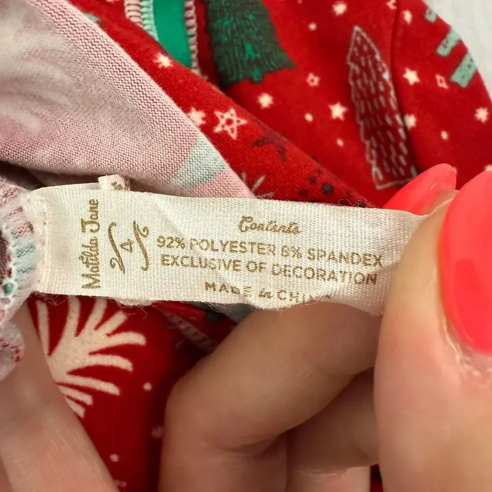 matilda jane holiday trees klara snug pajama‎ set 4T